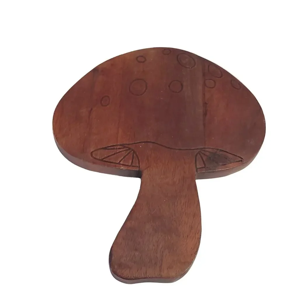 Place & Time Wood Mushroom Cutting Board Food Safe Decorative Functional